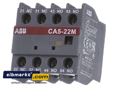 Front view ABB Stotz S&J CA 5-22M Auxiliary contact block 2 NO/2 NC 

