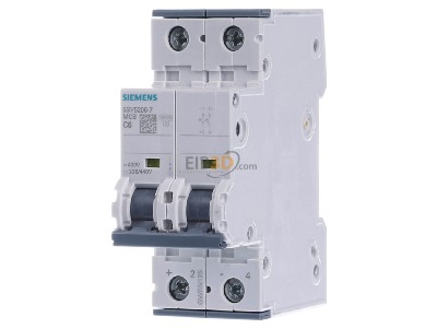 Front view Siemens 5SY5206-7 Miniature circuit breaker 2-p C6A 
