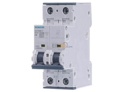 Frontansicht Siemens 5SY5206-7 LS-Schalter AC/DC C6A,2pol,T=70,10kA 