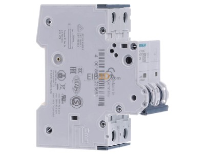 Ansicht links Siemens 5SY5206-7 LS-Schalter AC/DC C6A,2pol,T=70,10kA 