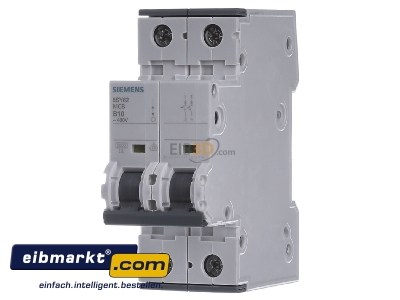 Frontansicht Siemens Indus.Sector 5SY6210-6 LS-Schalter B10A,2pol,T=70,6kA 