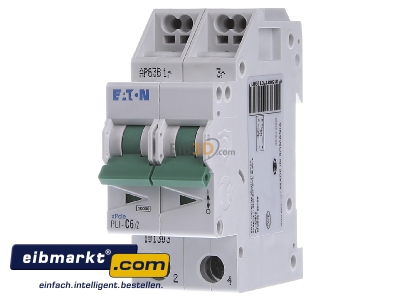 Front view Eaton (Installation) PLI-D6/2 Miniature circuit breaker 2-p D6A
