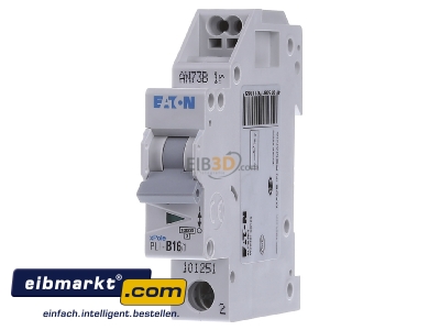 Front view Eaton (Installation) PLI-B16/1 Miniature circuit breaker 1-p B16A
