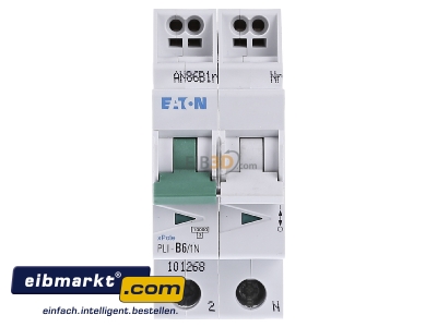 Front view Eaton (Installation) PLI-B6/1N Miniature circuit breaker 1-p B6A
