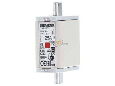 Front view Siemens 3NA6832 Low Voltage HRC fuse NH00 125A 
