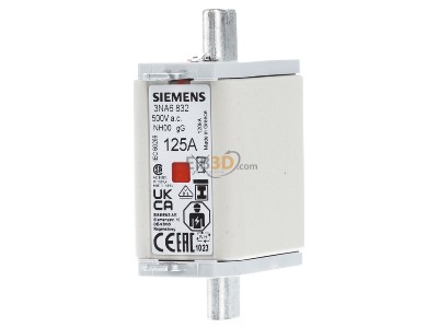 Frontansicht Siemens 3NA6832 NH-Sicherungseinsatz G00 125A 500AC/250DC 