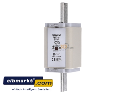 Front view Siemens Indus.Sector 3NA6140 Low Voltage HRC fuse NH1 200A 
