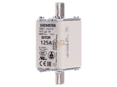 Front view Siemens 3NE1022-0 Low Voltage HRC fuse NH00 125A 
