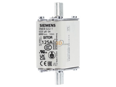 Frontansicht Siemens 3NE8022-1 Sitor-Sicherungseinsatz 125A, 690VAC G00, aR 