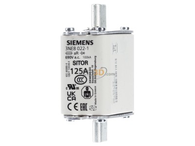 Front view Siemens 3NE8022-1 Low Voltage HRC fuse NH00 125A 
