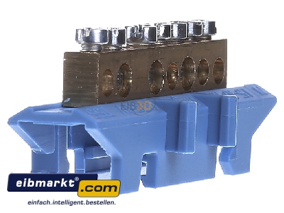 View on the right Hager KM07N Rail terminal bar 1-p screw clamp
