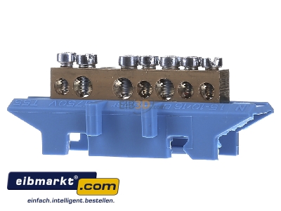 Back view Hager KM07N Rail terminal bar 1-p screw clamp
