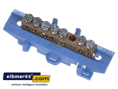 View up front Hager KM07N Rail terminal bar 1-p screw clamp
