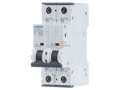Frontansicht Siemens 5SY5202-7 LS-Schalter AC/DC C2A,2pol,T=70,10kA 