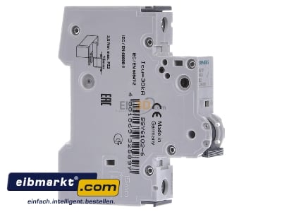 View on the left Siemens Indus.Sector 5SY6102-6 Miniature circuit breaker 1-p B2A 
