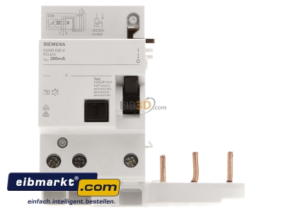 Frontansicht FI-Block f.LS-Schalter 0.3-40A 3p 0.3A 400V 5SM2632-6 Siemens Indus.Sector 5SM2632-6