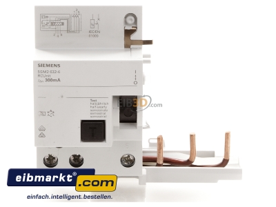 Ansicht oben vorne FI-Block f.LS-Schalter 0.3-40A 3p 0.3A 400V 5SM2632-6 Siemens Indus.Sector 5SM2632-6