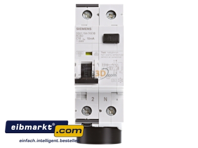 Frontansicht Siemens Indus.Sector 5SU1154-7KK10 FI/LS-Schutzeinrichtung C,10A,1+N,10mA,10kA 