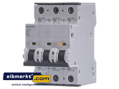 Front view Siemens Indus.Sector 5SY6350-6 Miniature circuit breaker 3-p B50A
