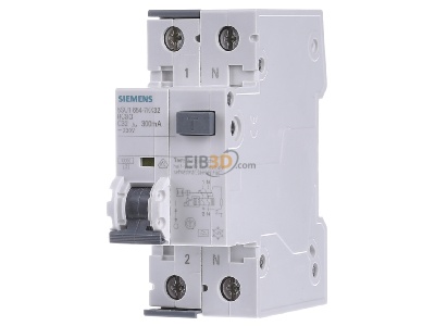 Frontansicht Siemens 5SU1654-7KK32 FI/LS-Schutzeinrichtung C,32A,1+N,300mA,10kA 