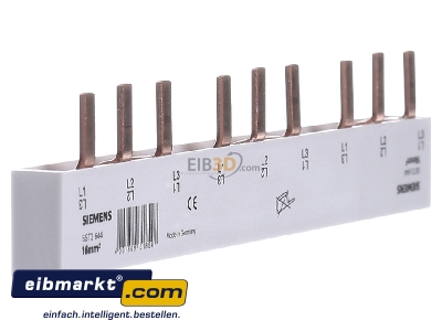 View on the left Siemens Indus.Sector 5ST3644 Phase busbar 3-p 16mm 157,5mm 
