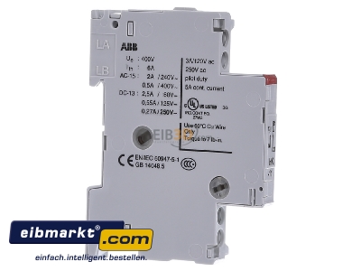 View on the left ABB Stotz S&J HK11 Auxiliary contact block 1 NO/1 NC
