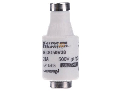 Front view Mersen DIIGG50V20 Diazed fuse link DII 20A 
