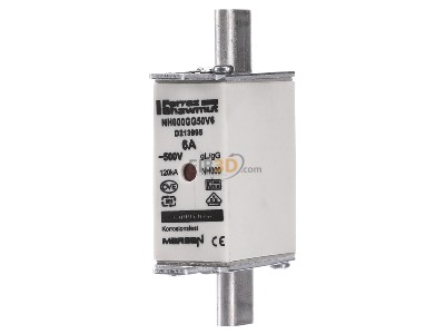 Frontansicht Mersen NH000GG50V6 NH-Sicherungseinsatz SF Gr.000 gG 6A/500V KM 