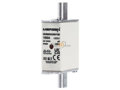 Front view Mersen NH000GG50V100 Low Voltage HRC fuse NH000 100A 

