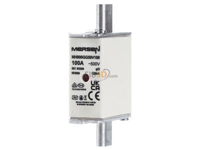 Frontansicht Mersen NH000GG50V100 NH-Sicherungseinsatz SF Gr.000 gG100A/500VKM 