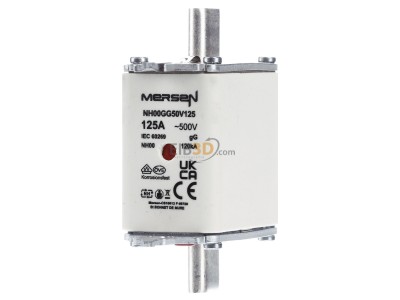 Frontansicht Mersen NH00GG50V125 NH-Sicherungseinsatz SF Gr.00 gG 125A/500VKM 