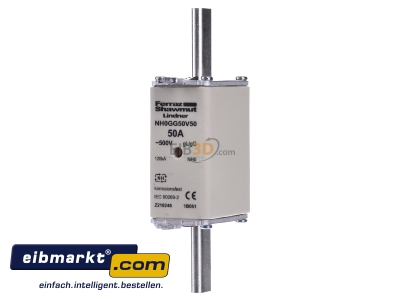 Frontansicht Mersen 1B051. NH-ZERO-Sicherungseinsatz Gr.0, 50A AC500V 