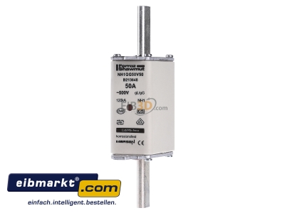 Frontansicht Mersen NH1GG50V50 NH-ZERO-Sicherungseinsatz Gr.1, 50A AC500V 