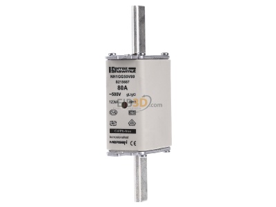Frontansicht Mersen NH1GG50V80 NH-ZERO-Sicherungseinsatz Gr.1, 80A AC500V 