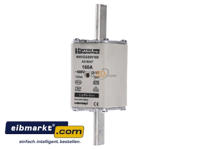 Frontansicht Mersen NH1GG50V160 NH-ZERO-Sicherungseinsatz Gr.1, 160A AC500V 