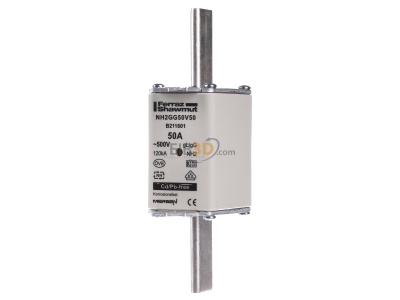 Frontansicht Mersen NH2GG50V50 NH-ZERO-Sicherungseinsatz Gr.2, 50A AC500V 