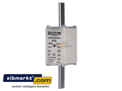 Frontansicht Mersen NH2GG50V63 NH-ZERO-Sicherungseinsatz Gr.2, 63A AC500V 
