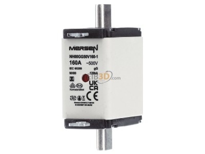 Frontansicht Mersen NH00GG50V160-1 NH-Sicherungseinsatz SG Gr.00 gG 160A/500VKM 