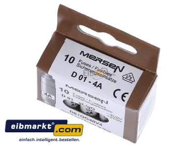 Ansicht oben vorne Mersen D01GG40V4 NEOZED-Sicherungseinsatz D01, 4A braun 