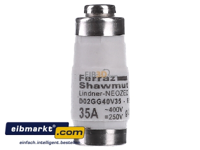 Front view Mersen D02GG40V35 Neozed fuse link D02 35A - 
