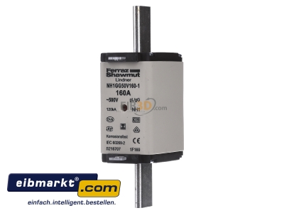 Frontansicht Mersen 1F169. NH-ZERO-Sicherungseinsatz Gr.1, 160A AC500V 