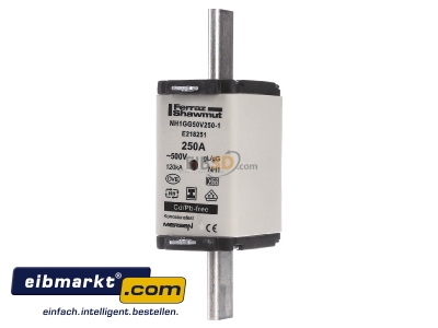 Frontansicht Mersen NH1GG50V250-1 NH-ZERO-Sicherungseinsatz Gr.1, 250A AC500V 