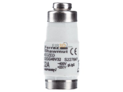 Front view Mersen D02GG40V32 Neozed fuse link D02 32A 
