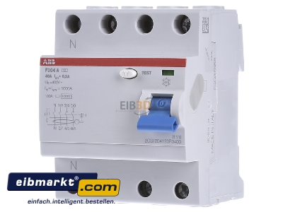 Front view ABB Stotz S&J F204A-40/0,3li Residual current breaker 4-p 40/0,3A 
