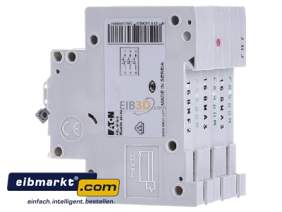 View on the right Eaton (Installation) PXL-B16/3 Miniature circuit breaker 3-p B16A 
