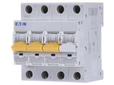 Front view Eaton PXL-B25/3N Miniature circuit breaker 4-p B25A 
