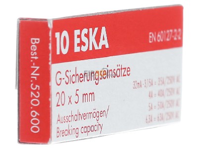 View on the left Eska 520.612 Miniature fuse fast 0,315A 5x20 mm 
