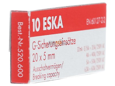 Ansicht links Eska 520.612 G-Sicherungseinsatz F 315mA 5x20mm 