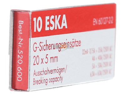 View on the left Eska 520.614 Miniature fuse fast 0,5A 5x20 mm 
