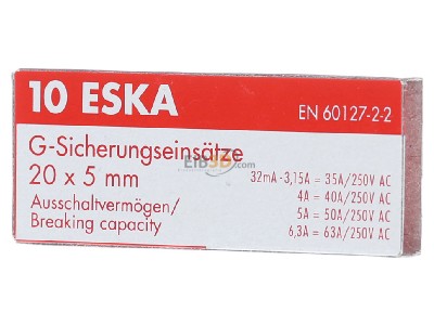 Frontansicht Eska 520.615 G-Sicherungseinsatz F 630mA 5x20mm 